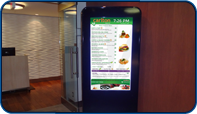 Stand up Digital Menu installed at entrance of Carlton Restaurant Menu in Toronto, Ontario by Saturn Digital Media